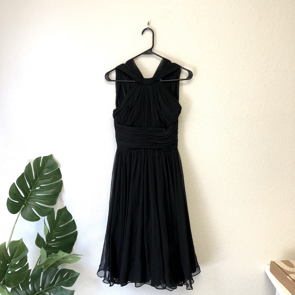 Vintage black silk chiffon evening dress